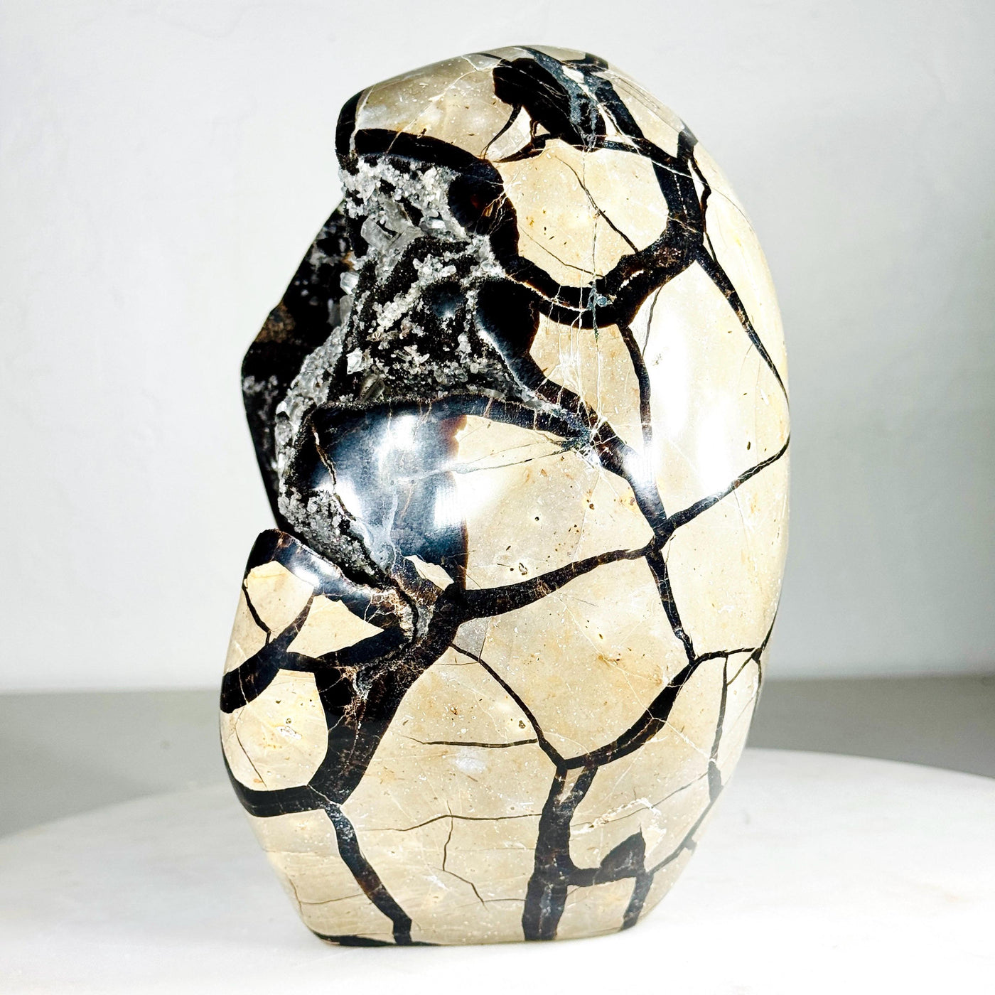 One-of-a-kind Septarian druzy geode freeform, view 2