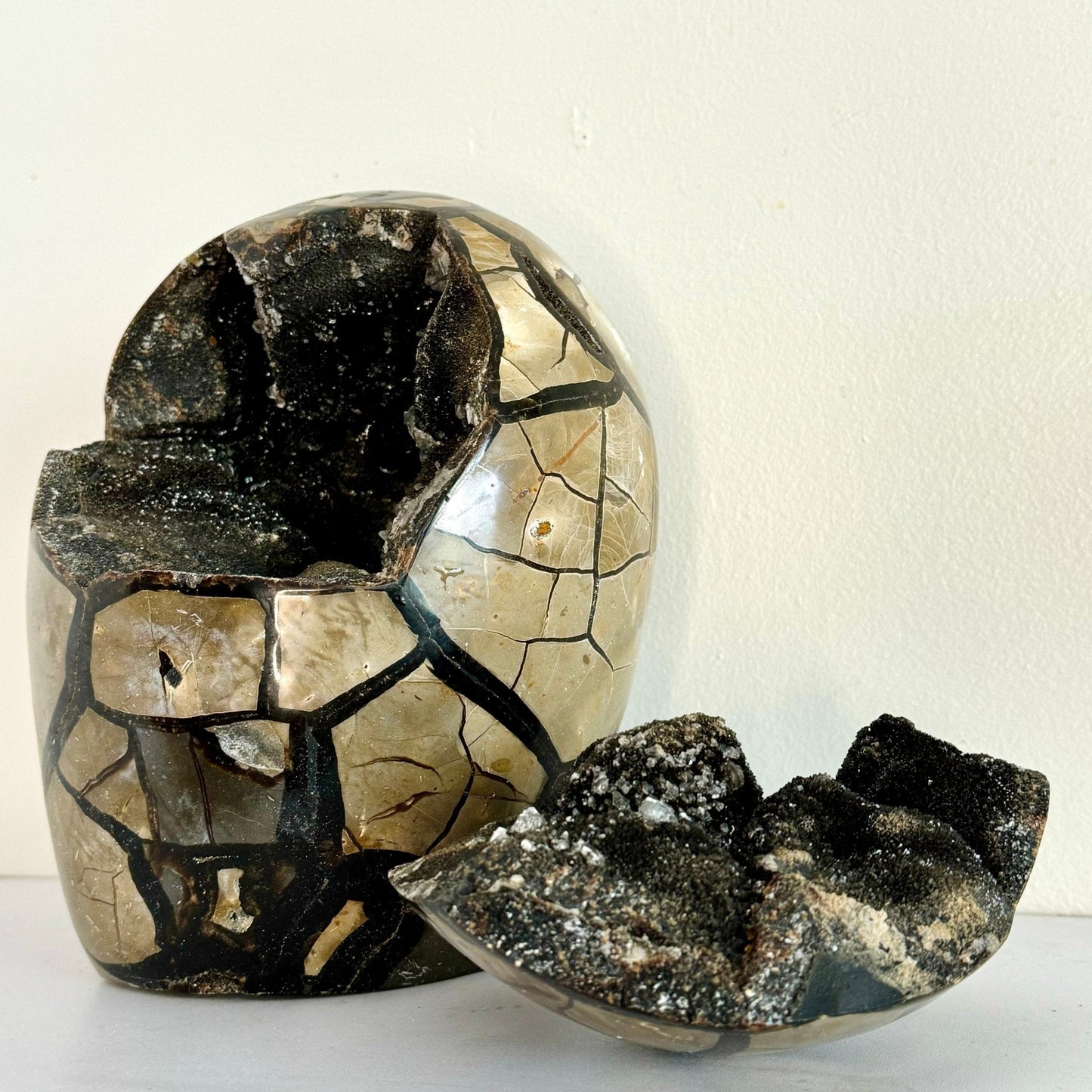 Large Septarian Geode with Cover - Natural Healing Stone - KREATEUR MIAMI