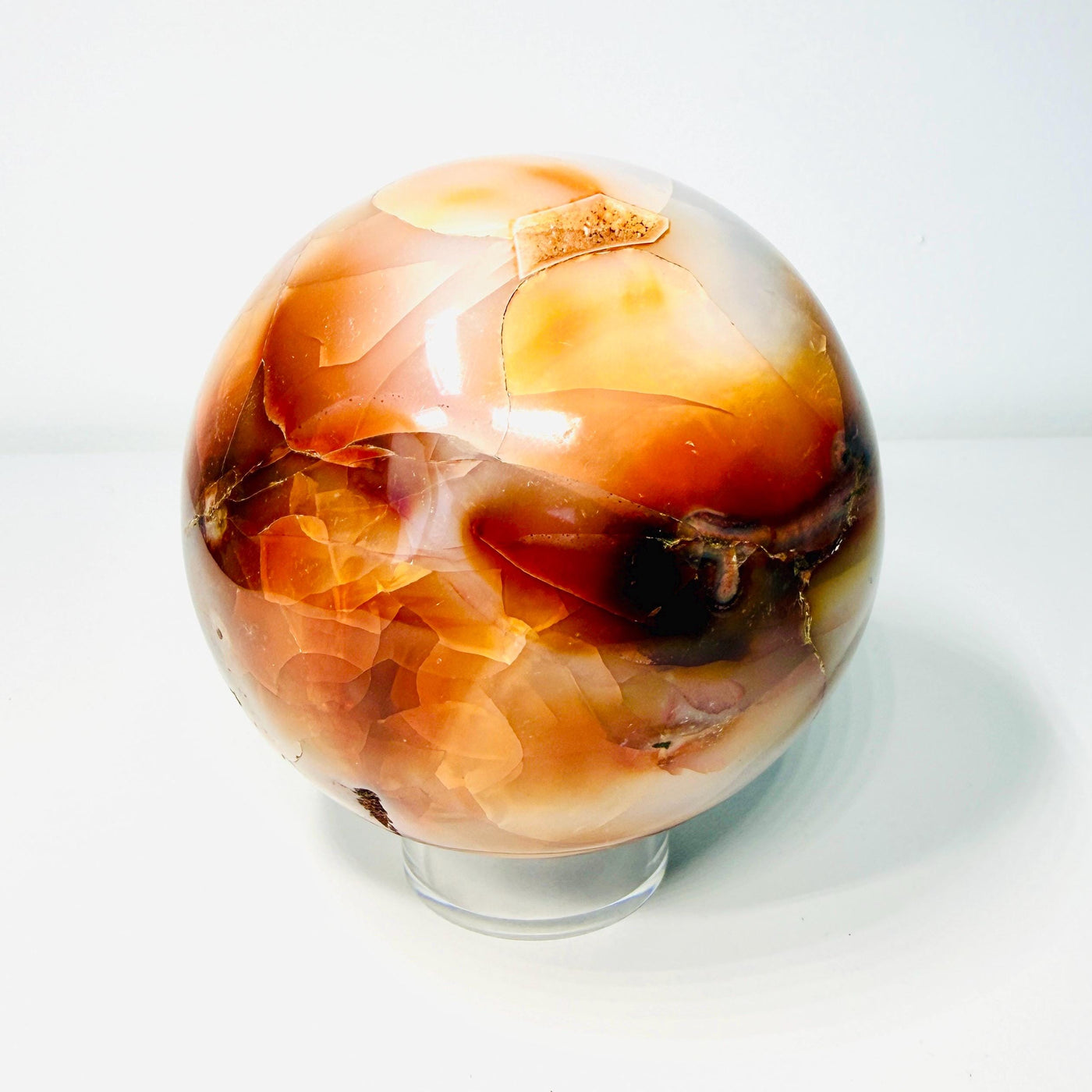 One-of-a-Kind Banded Carnelian Agate Sphere with Natural Cavities — 3.1 lb — média du produit 5