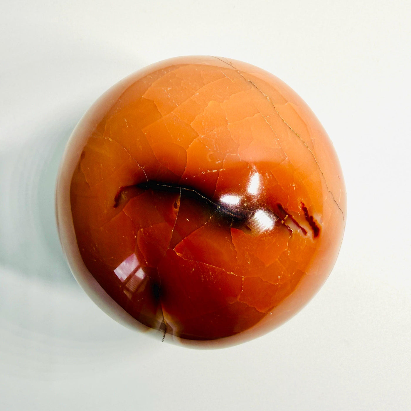 One-of-a-Kind Pumpkin Carnelian Agate Sphere with White Druzy — 3.4 lb — contenido multimedia del producto 5