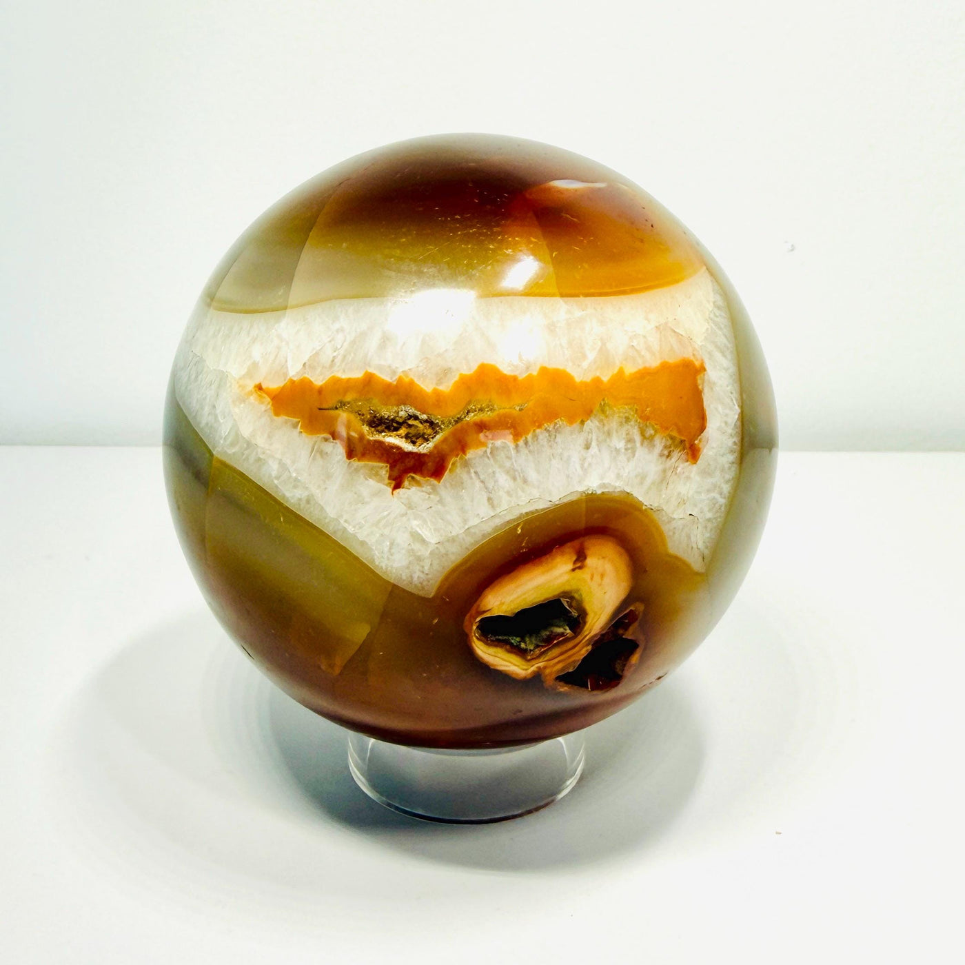 One-of-a-Kind Crimson Carnelian Agate Sphere with White Druzy — 3.2 lb — média du produit 2