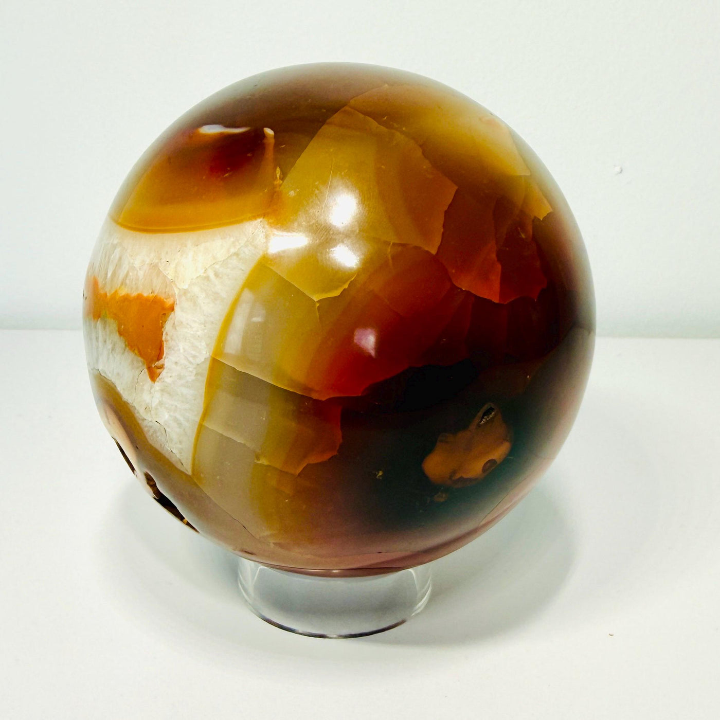 One-of-a-Kind Crimson Carnelian Agate Sphere with White Druzy — 3.2 lb — média du produit 3