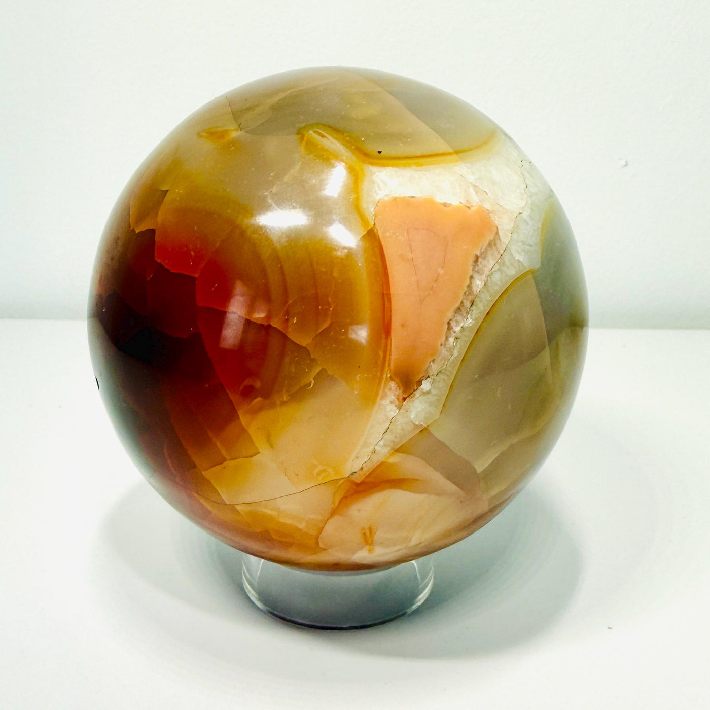 One-of-a-Kind Crimson Carnelian Agate Sphere with White Druzy — 3.2 lb — média du produit 4