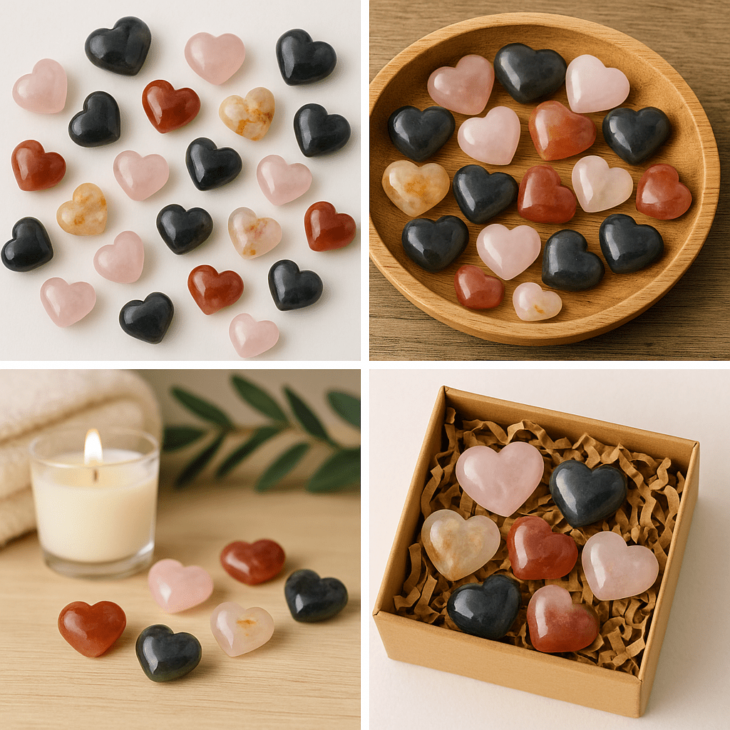 Mixed Crystal Hearts – Sold by the Pound | Hand - Carved Mini Hearts - KREATEUR MIAMI