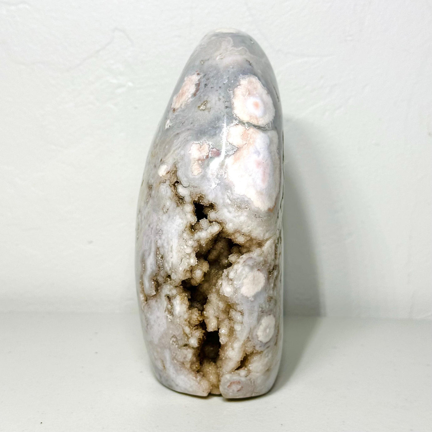 One-of-a-kind pink amethyst freeform ML-161, side view