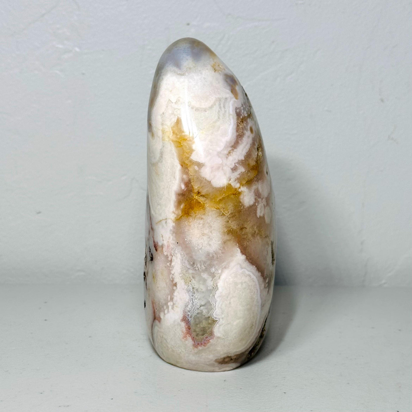 One-of-a-kind pink amethyst freeform ML-163, side view