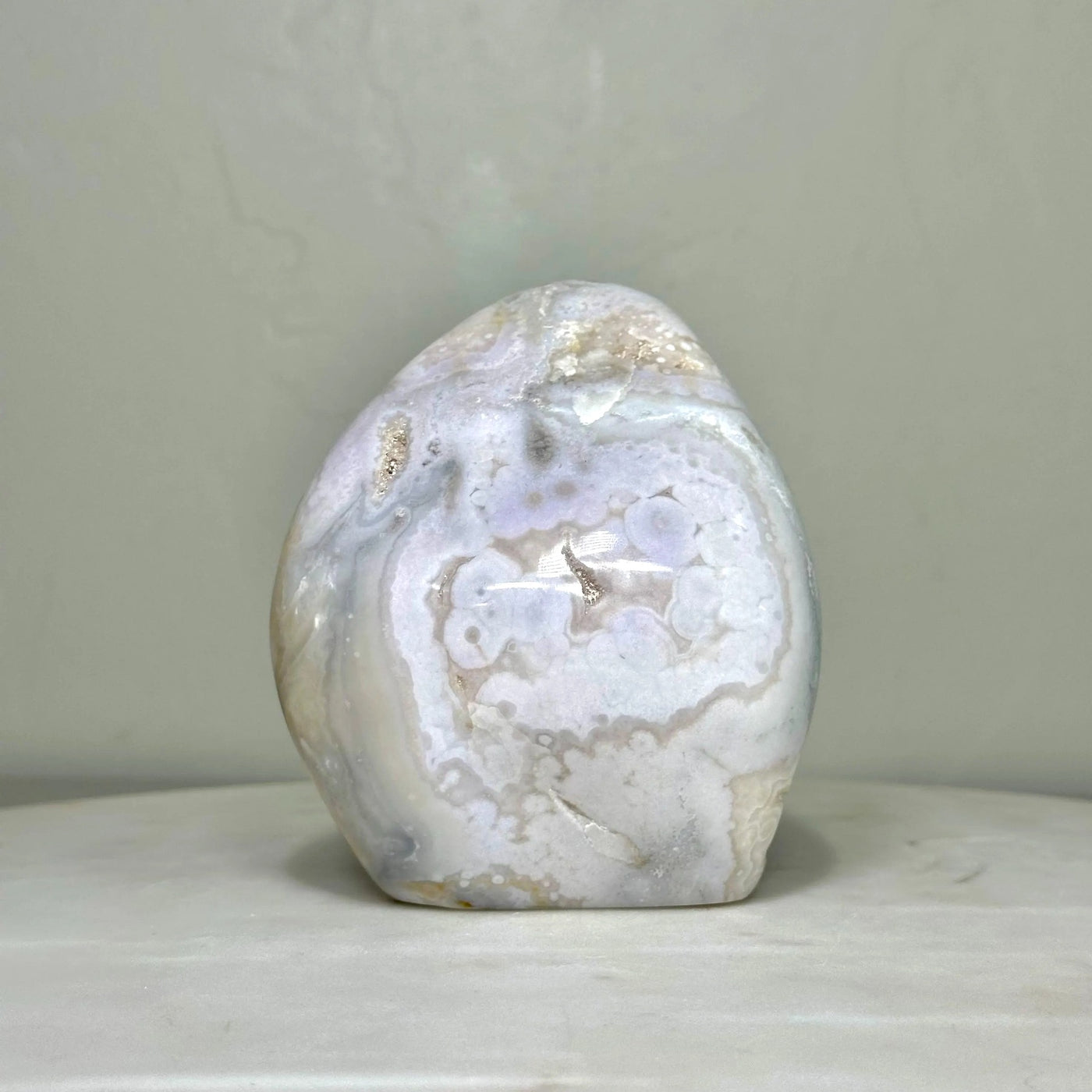 One-of-a-Kind Flower Agate Freeform with Crystal Pocket (4.4 in, 2.2 lb) — média du produit 3