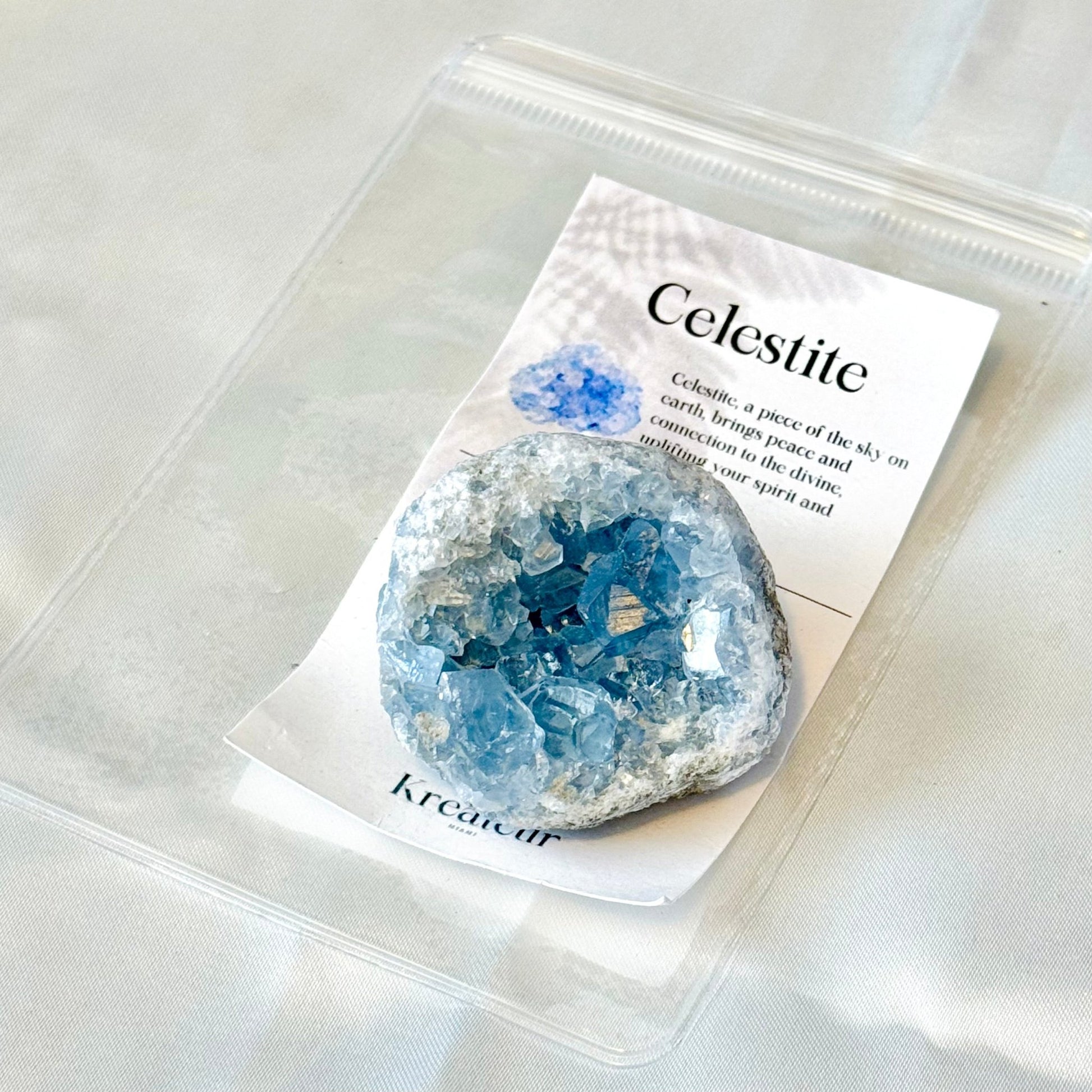 Natural Celestite Geode & Cluster - Heavenly Blue Crystal Formation - KREATEUR MIAMI