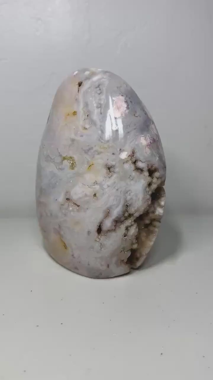 Video of one-of-a-kind pink amethyst freeform ML-161 rotating to show its natural patterning