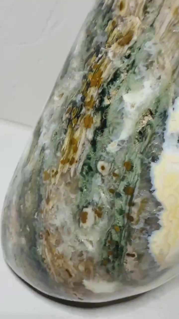 One-of-a-Kind Ocean Jasper Freeform — Green & Cream, 6.3 lb — video of the exact specimen AE114