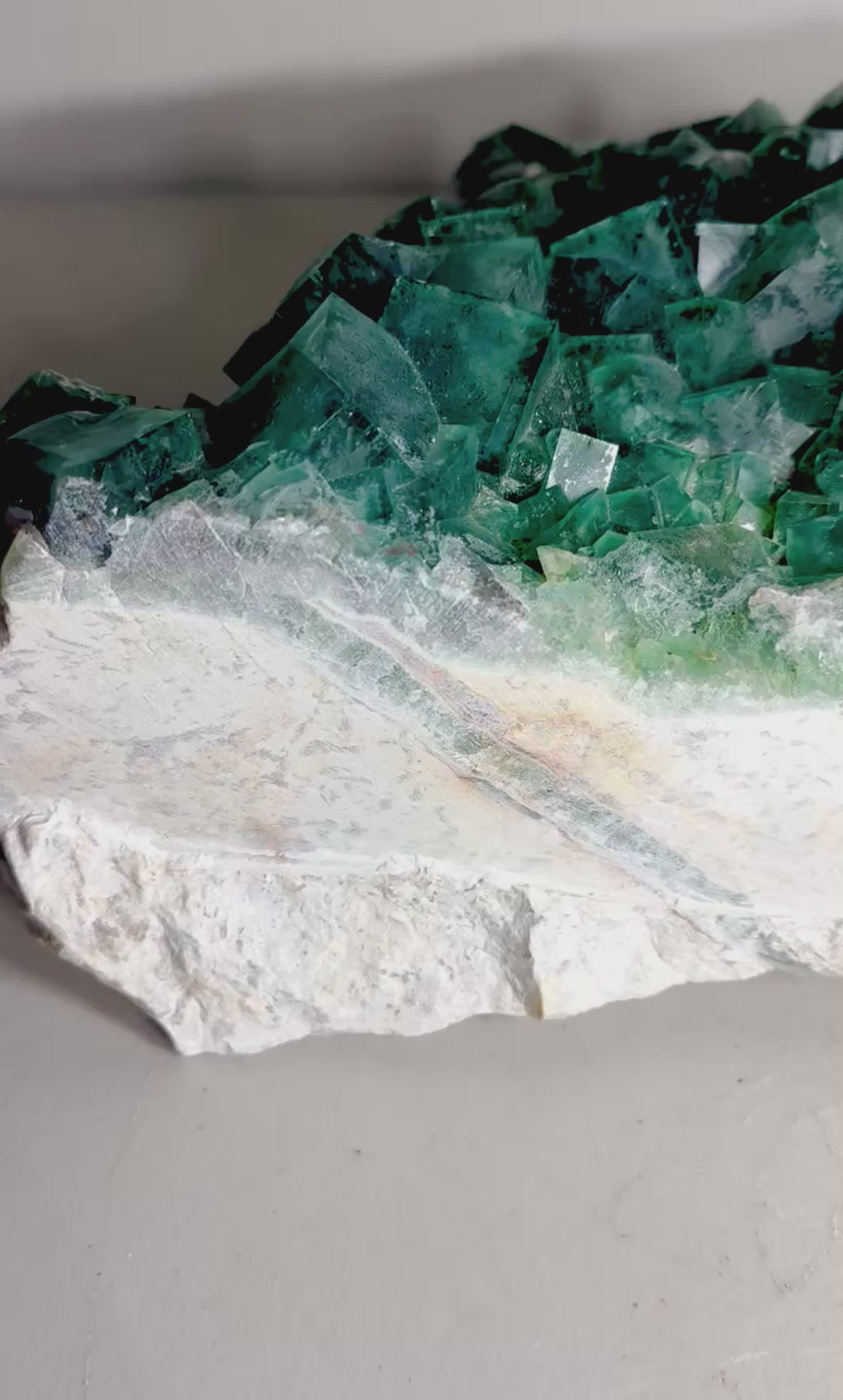 Video showing the exact 33.5 lb XL green fluorite cluster