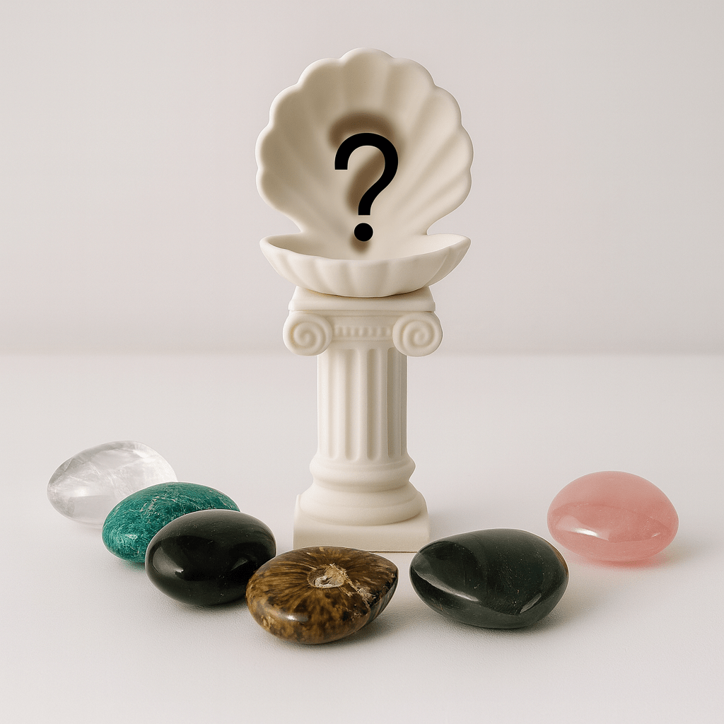Roman Column Clam Shell Crystal Holder – White Stone - Like Marble Pedestal Display by KREATEUR Studio (Beta) - KREATEUR MIAMI