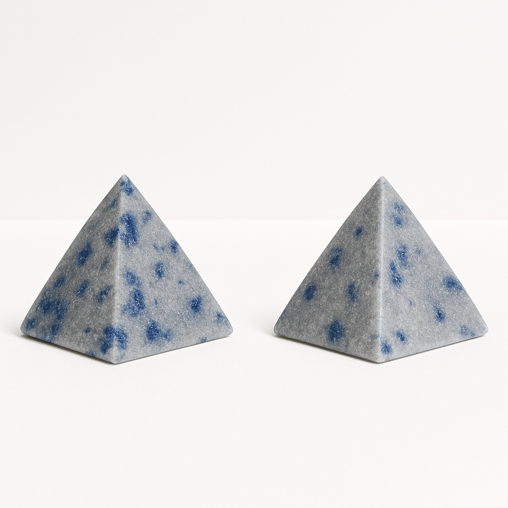 Spotted Blue Quartzite Pyramid – Polished Crystal for Decor or Meditation - KREATEUR Miami crystal product photo