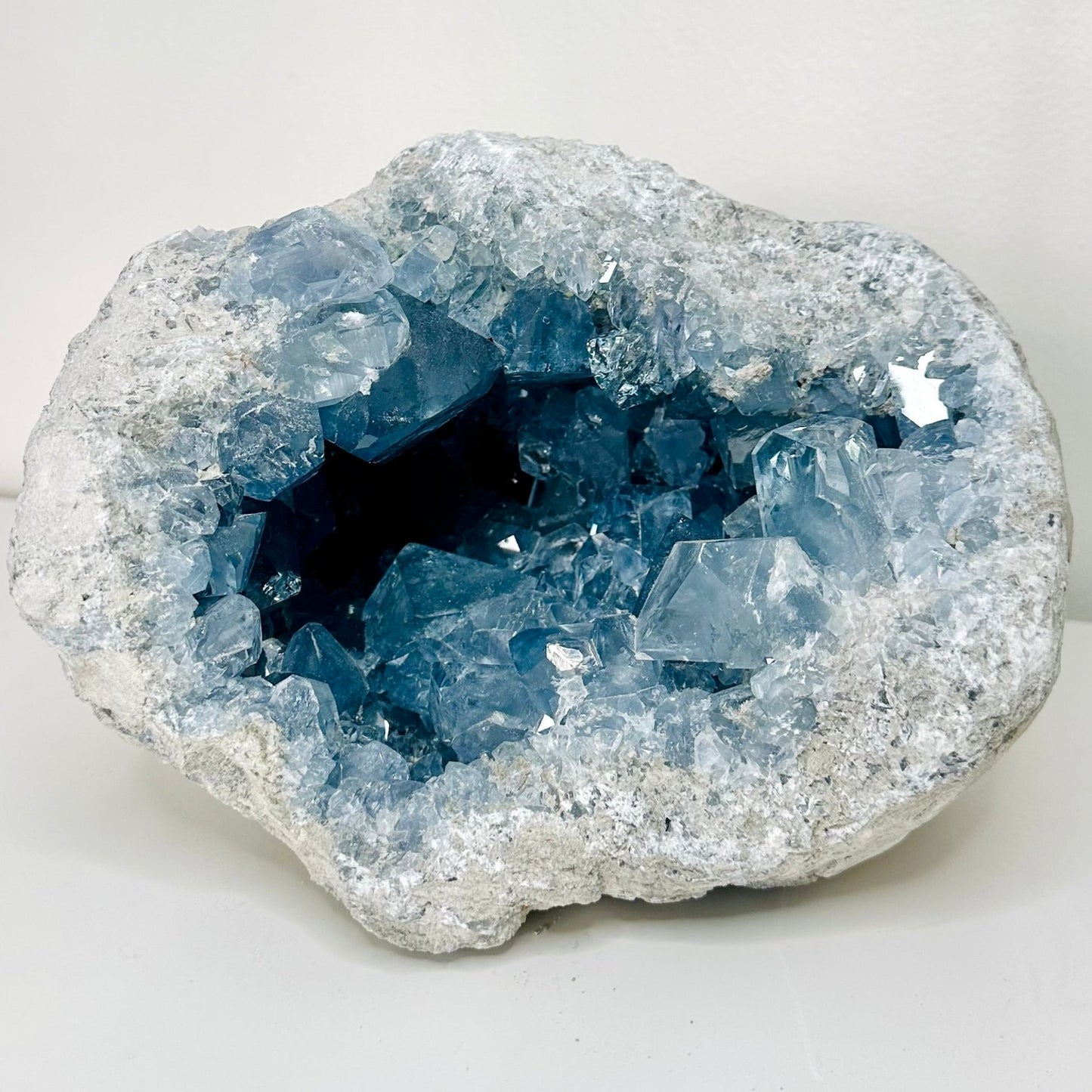 Large Celestite Geode - Natural Intense Blue Crystals - Beautiful Specimen of ~33.6lbs/15.2kg - High Quality From Madagascar - KREATEUR MIAMI