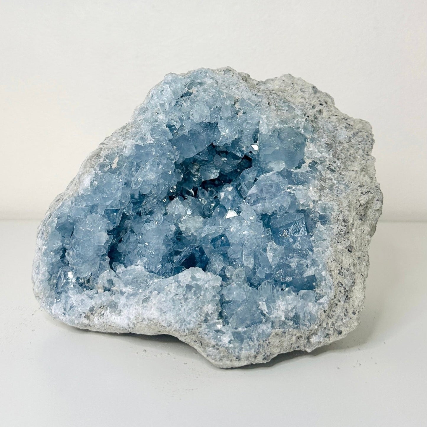 Natural Celestite Cluster - Beautiful Blue Crystals - Stunning Specimen from Madagascar ~8.4lbs/3.8kg - KREATEUR MIAMI