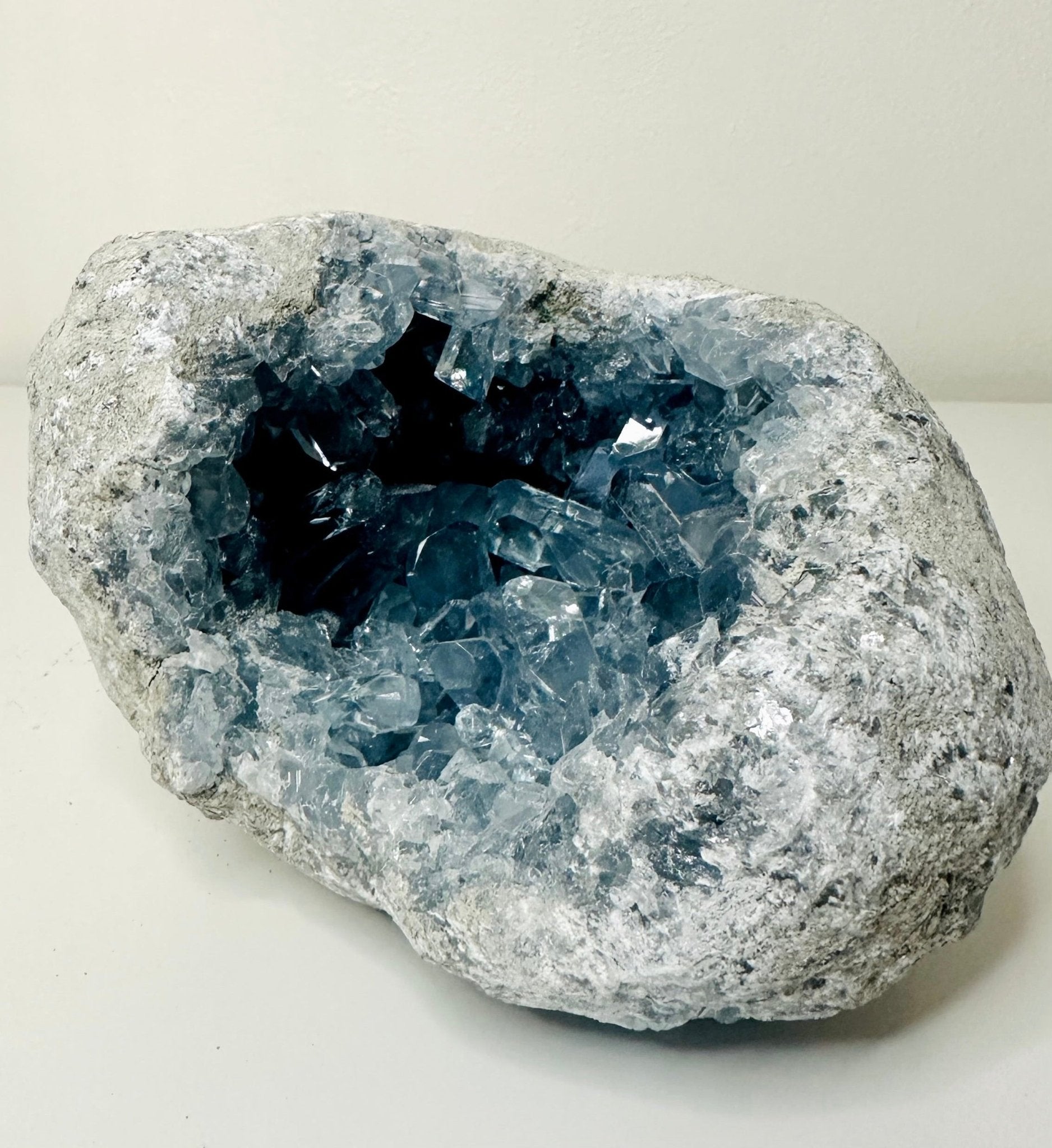 Raw Celestite Cluster - Deep Blue Crystals - Natural Specimen From Madagascar ~7lbs/3.2kg - KREATEUR MIAMI