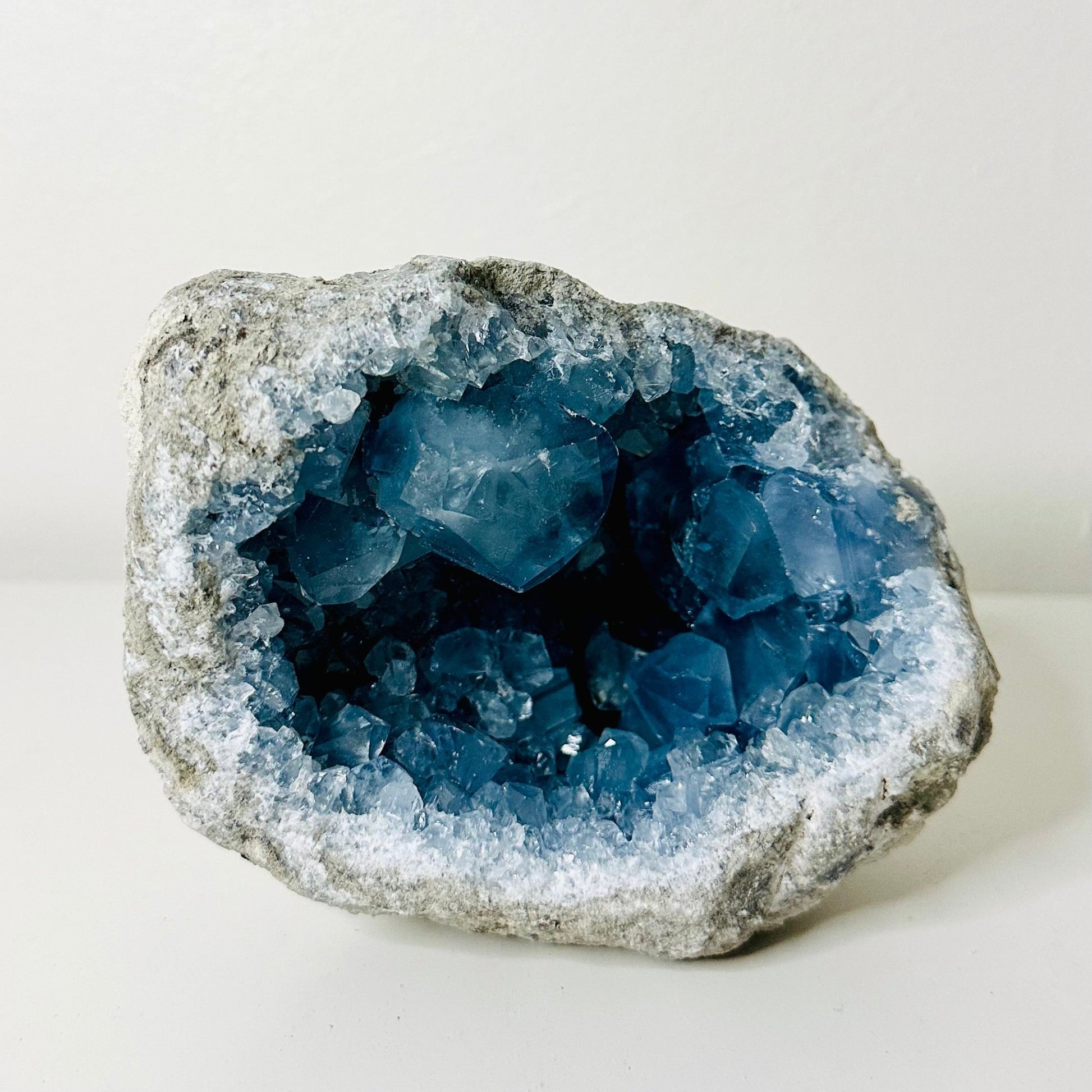 Raw Celestite Geode - Stunning Blue Crystals - Natural Specimen from Madagascar ~4.2lbs/1.9kg - KREATEUR MIAMI